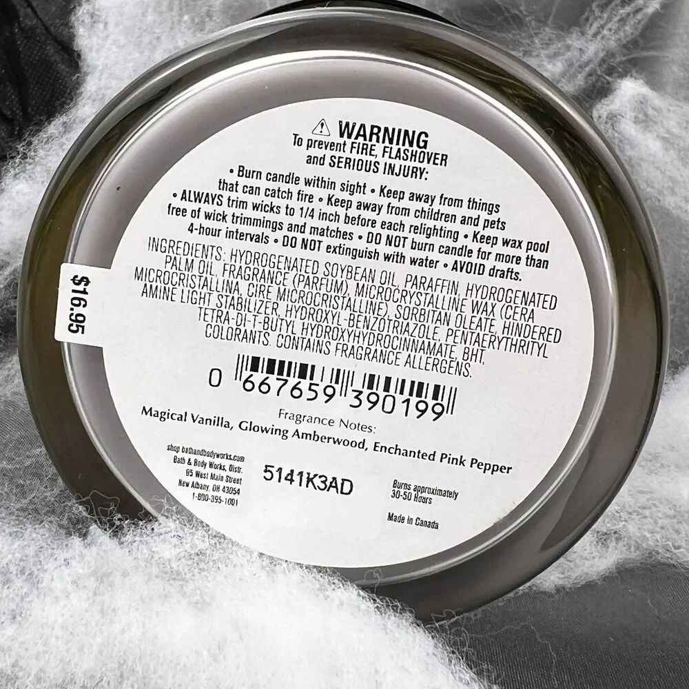 Bath & Body Works Wicked Vanilla‎ Woods Halloween 2025 Single Wick Candle Skull